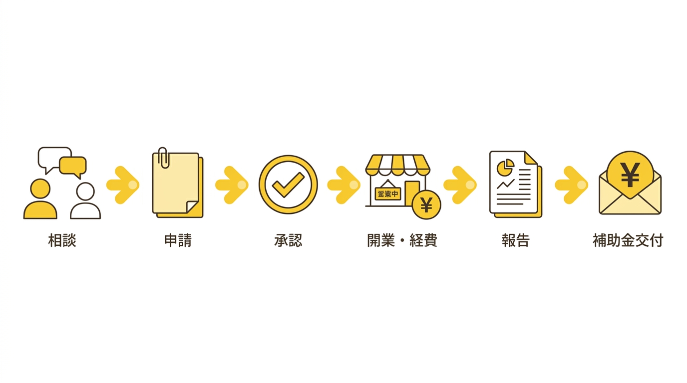 創業助成金（東京都）の申請から交付決定までの流れ