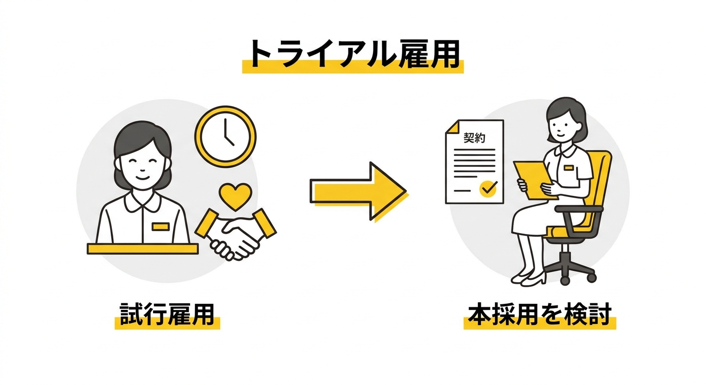 トライアル雇用の仕組み(試行雇用期間から本採用検討への流れ)